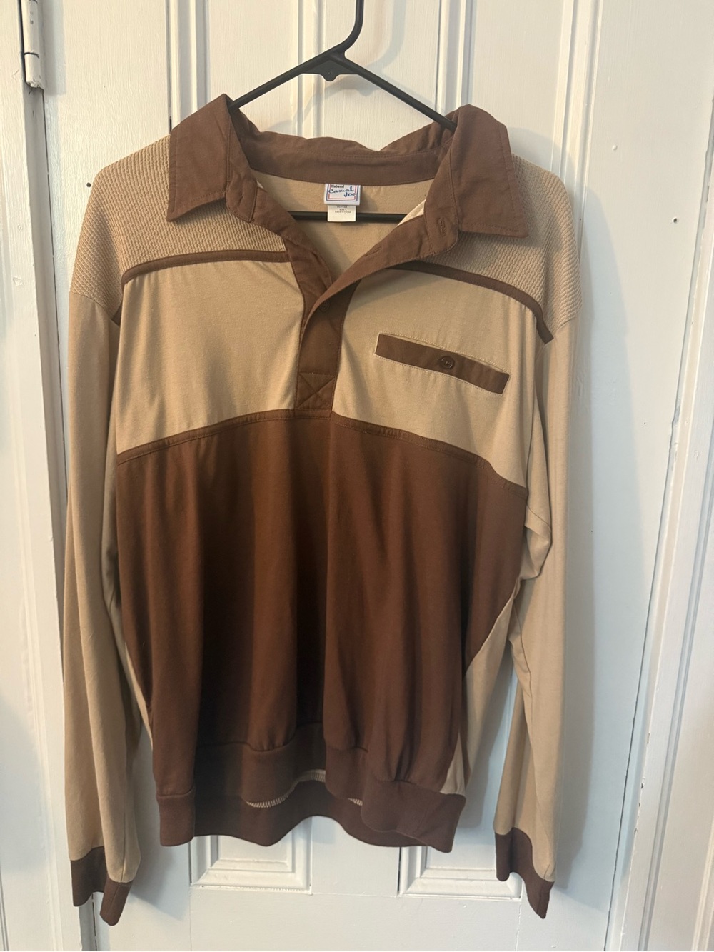 Vintage Haband Casual Joe Retro Two-Tone Brown and Tan 2 Button Long Sleeve